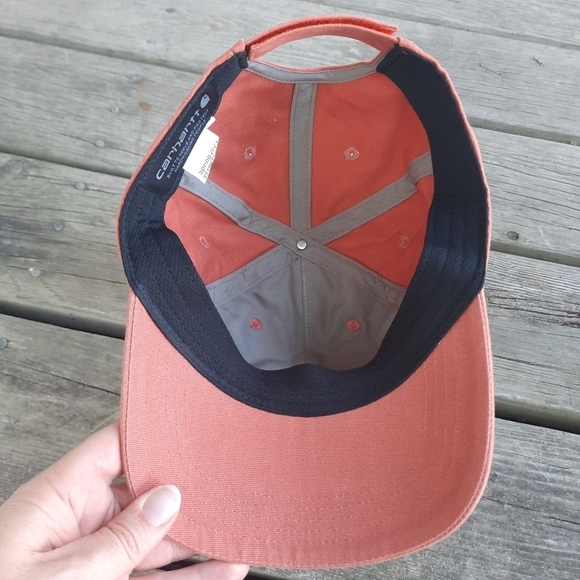NWOT Carhartt Spring 2023 canvas cap terracotta sweat wicking logo baseball hat - Picture 9 of 12